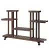 Soporte para Plantas de 4 Niveles con Ruedas Soporte para Macetas para Interiores y Exteriores 123,5x33x80 cm Ma... - Ogal.Es