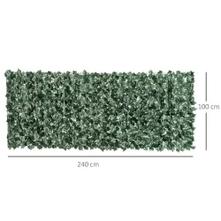 Seto Artificial Ocultación Jardín en Rollo 2,4x1 m Valla de Privacidad de Hiedra Artificial para Balcón Exterior - Ogal.Es