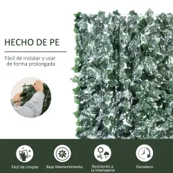 Seto Artificial Ocultación Jardín en Rollo 2,4x1 m Valla de Privacidad de Hiedra Artificial para Balcón Exterior - Ogal.Es