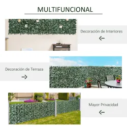 Seto Artificial Ocultación Jardín en Rollo 2,4x1 m Valla de Privacidad de Hiedra Artificial para Balcón Exterior - Ogal.Es