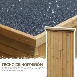 Armario de Jardín 0,31 m² Cobertizo de Exterior con 2 Puertas y 2 Estantes Interiores 87x46,5x160 cm Madera Natural - Ogal.Es