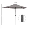 Sombrilla Terraza Exterior, Ø265 cm, Sombrilla de Jardín con 32 Luces LED Solares, Poste de Acero y Manivela de ... - Ogal.Es