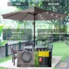 Sombrilla Terraza Exterior, Ø265 cm, Sombrilla de Jardín con 32 Luces LED Solares, Poste de Acero y Manivela de ... - Ogal.Es