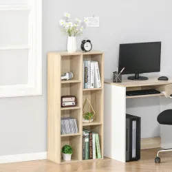 Estantería Librería de Madera Armario de Libros con 7 Compartimentos para Plantas Archivos 50x24x106 cm Roble - Ogal.Es
