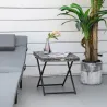 Mesa de Terraza Exterior de Ratán PE Plegable con Patas Cruzadas y Marco de Acero para Patio Balcón 40x40x40 cm ... - Ogal.Es