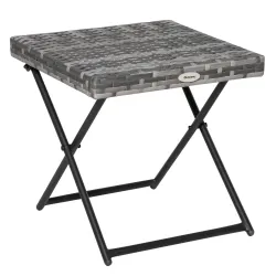 Mesa de Terraza Exterior de Ratán PE Plegable con Patas Cruzadas y Marco de Acero para Patio Balcón 40x40x40 cm ... - Ogal.Es