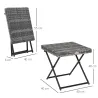 Mesa de Terraza Exterior de Ratán PE Plegable con Patas Cruzadas y Marco de Acero para Patio Balcón 40x40x40 cm ... - Ogal.Es