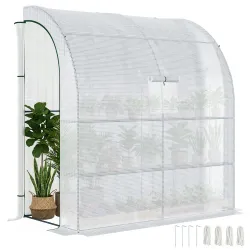 Invernadero de Exterior con Ventanas Estantes de 3 Niveles Puerta con Cremallera y Marco de Acero 200x100x215 cm... - Ogal.Es