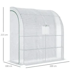 Invernadero de Exterior con Ventanas Estantes de 3 Niveles Puerta con Cremallera y Marco de Acero 200x100x215 cm... - Ogal.Es
