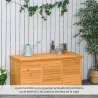Baúl de Madera Exterior Caja de Almacenamiento de Jardín con Tapa Abrible y Diseño Persiana 127x56x60 cm Natural - Ogal.Es
