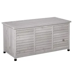 Baúl de Madera Exterior Caja de Almacenamiento de Jardín con Tapa Abrible y Diseño Persiana 127x56x60 cm Madera ... - Ogal.Es