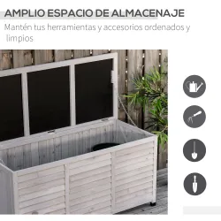 Baúl de Madera Exterior Caja de Almacenamiento de Jardín con Tapa Abrible y Diseño Persiana 127x56x60 cm Madera ... - Ogal.Es