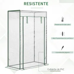 Invernadero con Puerta Enrollable y Estructura de Acero Invernadero de Jardín Terraza Patio 100x50x150 cm Transp... - Ogal.Es