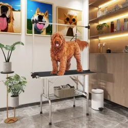 Mesa de Peluquería para Mascotas Mesa de Aseo Plegable con Estante de Almacenamiento Altura Ajustable 20-80 cm 1... - Ogal.Es