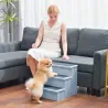 Escalera para Mascotas 3 Peldaños con Espacio de Almacenaje y Alfombra Antideslizantes Portátil 40,5x44,5x38 cm ... - Ogal.Es