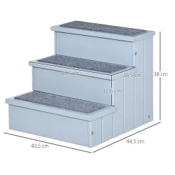 Escalera para Mascotas 3 Peldaños con Espacio de Almacenaje y Alfombra Antideslizantes Portátil 40,5x44,5x38 cm ... - Ogal.Es