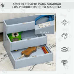 Escalera para Mascotas 3 Peldaños con Espacio de Almacenaje y Alfombra Antideslizantes Portátil 40,5x44,5x38 cm ... - Ogal.Es