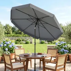Parasol de Jardín de Aluminio Ø266x250 cm con Ángulo Ajustable Protección UV50+ Techo de Ventilación y Manivela ... - Ogal.Es