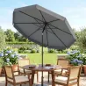 Parasol de Jardín de Aluminio Ø266x250 cm con Ángulo Ajustable Protección UV50+ Techo de Ventilación y Manivela ... - Ogal.Es