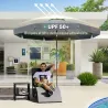 Parasol de Jardín de Aluminio Ø266x250 cm con Ángulo Ajustable Protección UV50+ Techo de Ventilación y Manivela ... - Ogal.Es