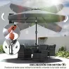 Parasol de Jardín de Aluminio Ø266x250 cm con Ángulo Ajustable Protección UV50+ Techo de Ventilación y Manivela ... - Ogal.Es