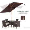 Sombrilla de Jardín Rectangular 200x150x235 cm Inclinable con Anti-UV y Poste de Madera para Terraza Patio Café - Ogal.Es