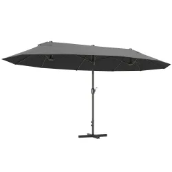 Sombrilla Doble para Jardín 455x265x238 cm Parasol Grande con Manivela Manual Resistente al Agua Protección Sola... - Ogal.Es