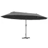 Sombrilla Doble para Jardín 455x265x238 cm Parasol Grande con Manivela Manual Resistente al Agua Protección Sola... - Ogal.Es