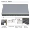 Toldo para Patio Balcón Terraza y Jardín de 400x250cm con brazo articulado de Aluminio y tela de Poliéster de 28... - Ogal.Es