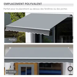 Toldo para Patio Balcón Terraza y Jardín de 400x250cm con brazo articulado de Aluminio y tela de Poliéster de 28... - Ogal.Es