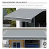 Toldo para Patio Balcón Terraza y Jardín de 400x250cm con brazo articulado de Aluminio y tela de Poliéster de 28... - Ogal.Es