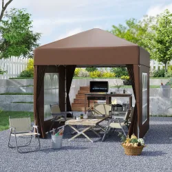 Carpa Plegable 2x2m Cenador de Jardín 4 Paredes Laterales Tela Oxford 2 Puertas 2 Ventanas Bolsa de Transporte M... - Ogal.Es