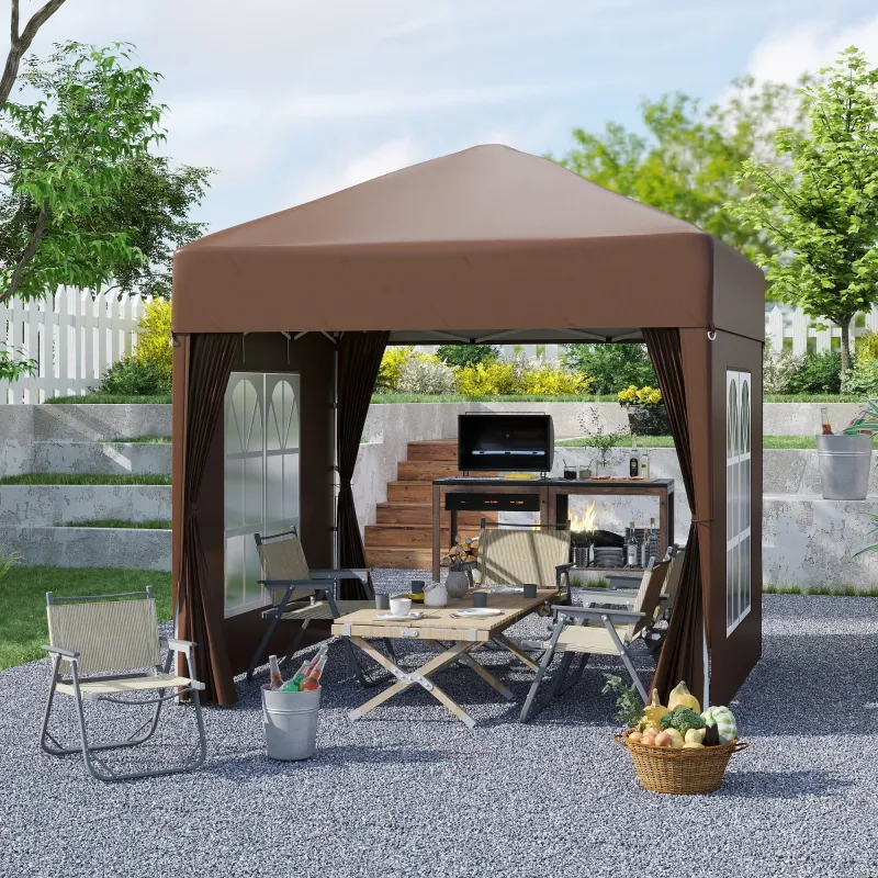 Carpa Plegable 2x2m Cenador de Jardín 4 Paredes Laterales Tela Oxford 2 Puertas 2 Ventanas Bolsa de Transporte M... - Ogal.Es