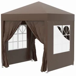 Carpa Plegable 2x2m Cenador de Jardín 4 Paredes Laterales Tela Oxford 2 Puertas 2 Ventanas Bolsa de Transporte M... - Ogal.Es