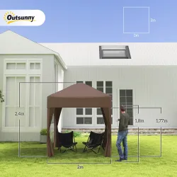 Carpa Plegable 2x2m Cenador de Jardín 4 Paredes Laterales Tela Oxford 2 Puertas 2 Ventanas Bolsa de Transporte M... - Ogal.Es