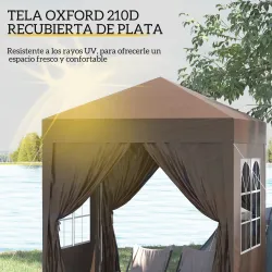 Carpa Plegable 2x2m Cenador de Jardín 4 Paredes Laterales Tela Oxford 2 Puertas 2 Ventanas Bolsa de Transporte M... - Ogal.Es