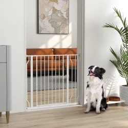 Puerta para Perros con Ancho Ajustable 75-95 cm Barrera de Seguridad para Perros con Extensión y Doble Bloqueo B... - Ogal.Es