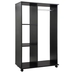 Armario Ropero con Ruedas Barra y Estantes para tener Ropa Colgada y Doblada 80x40x128 cm Negro - Ogal.Es