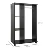 Armario Ropero con Ruedas Barra y Estantes para tener Ropa Colgada y Doblada 80x40x128 cm Negro - Ogal.Es