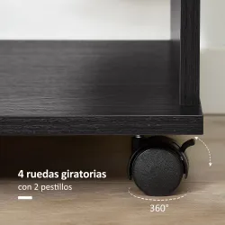 Armario Ropero con Ruedas Barra y Estantes para tener Ropa Colgada y Doblada 80x40x128 cm Negro - Ogal.Es