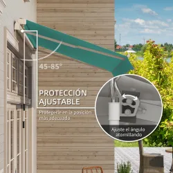 Toldo de Pared con Brazo Articulado y Manivela Marco Resistente de Aluminio y Cubierta de Poliéster 295x245 cm V... - Ogal.Es
