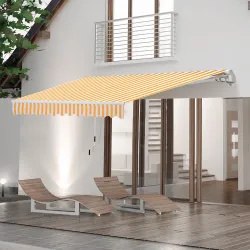 Toldo de Pared con Brazo Articulado y Manivela Marco Resistente de Aluminio y Cubierta de Poliéster 295x245 cm N... - Ogal.Es