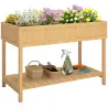 Huerto Urbano de Madera Mesa de Cultivo con Estante Inferior Jardinera Elevada para Cultivo 110x46x76 cm Natural - Ogal.Es
