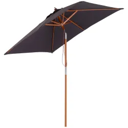 Sombrilla de Jardín Rectangular 200x150x235 cm Inclinable con Anti-UV y Poste de Madera para Terraza Patio Gris ... - Ogal.Es