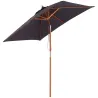 Sombrilla de Jardín Rectangular 200x150x235 cm Inclinable con Anti-UV y Poste de Madera para Terraza Patio Gris ... - Ogal.Es