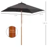 Sombrilla de Jardín Rectangular 200x150x235 cm Inclinable con Anti-UV y Poste de Madera para Terraza Patio Gris ... - Ogal.Es