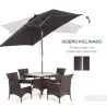 Sombrilla de Jardín Rectangular 200x150x235 cm Inclinable con Anti-UV y Poste de Madera para Terraza Patio Gris ... - Ogal.Es