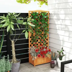 Macetero con Soporte para Trepadora Cultivos Plantas Flores para Terraza Jardín Exterior 70x28x117 cm Marrón - Ogal.Es
