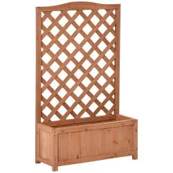 Macetero con Soporte para Trepadora Cultivos Plantas Flores para Terraza Jardín Exterior 70x28x117 cm Marrón - Ogal.Es