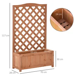 Macetero con Soporte para Trepadora Cultivos Plantas Flores para Terraza Jardín Exterior 70x28x117 cm Marrón - Ogal.Es